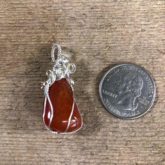 Citrine Agate .925 Silver Wrapped Necklace Pendant - Picture 2 of 6